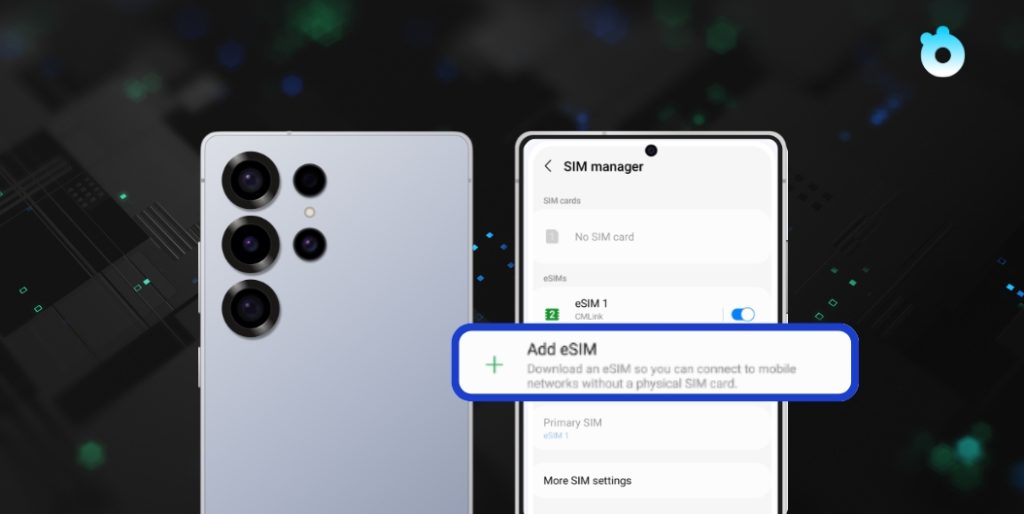 Samsung SIM Manager showing Add eSIM option