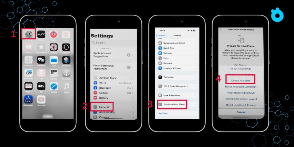 how to delete esim on ios 18 or later