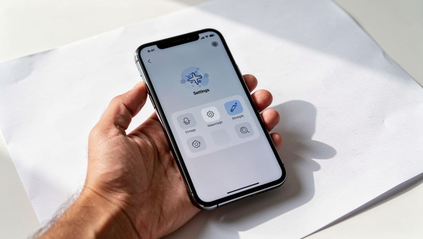 A detailed graphite sketch shows a hand holding a slim smartphone against a clean white background. The device displays a generic menu layout with light shading to highlight its sleek physical condition.