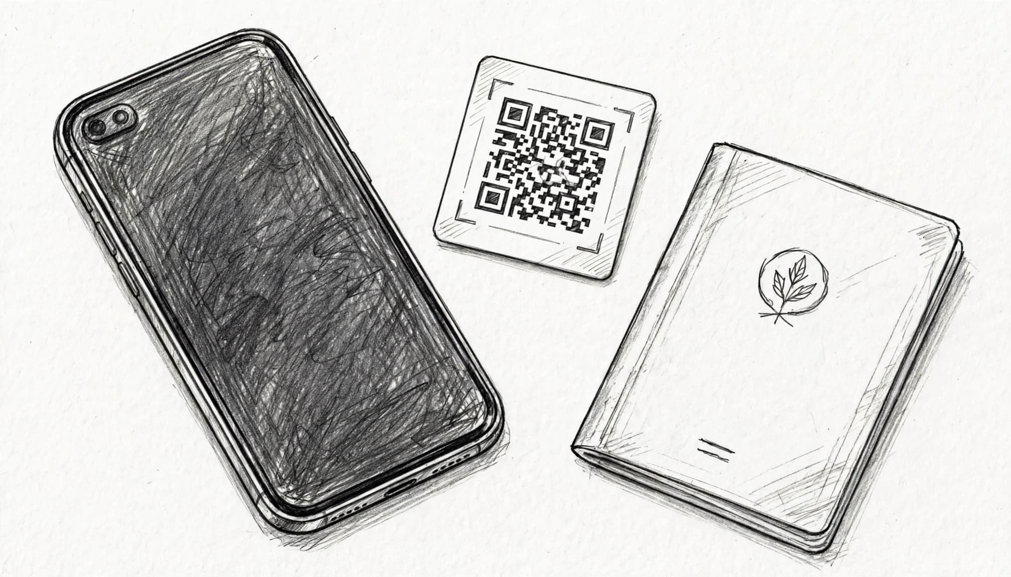 A smartphone, eSIM QR card, and passport arranged together on a light background.